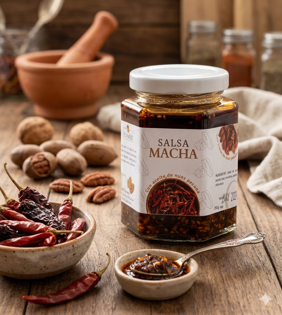 Salsa macha con aceite de nuez pecana